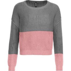 Sweter bonprix szaro-stary jasnoróżowy. Szare swetry damskie bonprix, bez wzorów, retro, bez rękawów, bez kaptura. Za 79,99 zł.