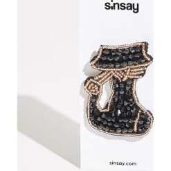 Broszka z kryształkami - Czarny. Czarne broszki damskie marki Sinsay. Za 12,99 zł.