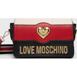 Love Moschino - Torebka. Czerwone torebki klasyczne damskie Love Moschino, w paski, ze skóry, eleganckie, na ramię, średnie, bez dodatków. Za 1199,00 zł.