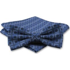 Elegancka Mucha Męska - Alties - Granatowy Wzór MUALTS0128. Niebieskie muszki męskie Alties, na imprezę, w paski, eleganckie. Za 39,00 zł.