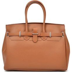 Torebki klasyczne damskie: Skórzana torebka w kolorze jasnobrązowym – (S)28 x (W)37 x (G)17 cm