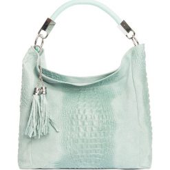 Torebki klasyczne damskie: Skórzana torebka w kolorze turkusowym – 38 x 36 x 14 cm