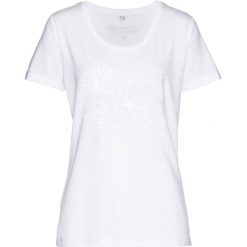 T-shirt z cekinami bonprix biały. Białe t-shirty damskie bonprix, bez wzorów, bez kołnierzyka. Za 32,99 zł.