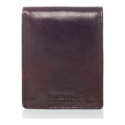 Portfele damskie: Skórzany portfel w kolorze ciemnobrązowym – 9 x 11 x 1,5 cm