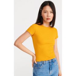 T-shirt basic - Żółty. Żółte t-shirty damskie Reserved, s, bez wzorów, bez kołnierzyka. Za 39,99 zł.