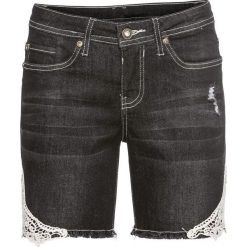 Szorty dżinsowe z koronką bonprix czarny denim. Czarne jeansy damskie marki bonprix, z jeansu. Za 99,99 zł.