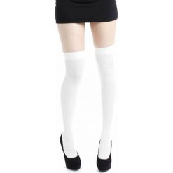 Pamela Mann White Over The Knee Socks Zakolanówki biały. Białe skarpetki damskie marki Pamela Mann, w jednolite wzory. Za 24,90 zł.
