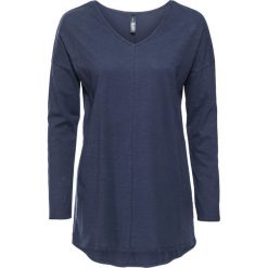 Shirt z długim rękawem bonprix indygo. Niebieskie koszulki damskie bonprix, bez wzorów, z dekoltem w serek, z długim rękawem. Za 44,99 zł.