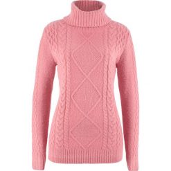 Sweter z golfem bonprix dymny różowy. Różowe swetry damskie bonprix, bez wzorów, bez rękawów. Za 54,99 zł.