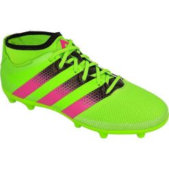Buty piłkarskie adidas Ace 16.3 Primemesh FG/AG M AQ2555. Zielone buty sportowe męskie Adidas, ze skóry, na sznurówki, do piłki nożnej. W wyprzedaży za 299,00 zł.
