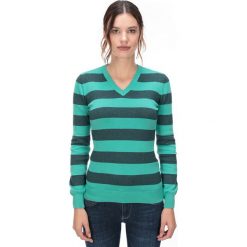Sweter w kolorze zielono-szarym. Szare swetry damskie GALVANNI, s, w paski, z bawełny, z długim rękawem, długie, bez kaptura. W wyprzedaży za 179,95 zł.