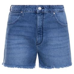 Szorty jeansowe Wrangler Boyfriend W22KKN079. Niebieskie szorty damskie Wrangler, xs, bez wzorów, z elastanu. Za 199,00 zł.