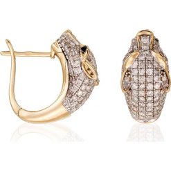 Złote kolczyki-wkrętki z diamentami i szafirami. Szare kolczyki damskie Diamond & Co, z szafirem, złote. W wyprzedaży za 3129,95 zł.