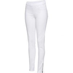 Jegginsy z zamkiem bonprix biały twill. Białe jeansy damskie bonprix, bez wzorów, z jeansu. Za 99,99 zł.
