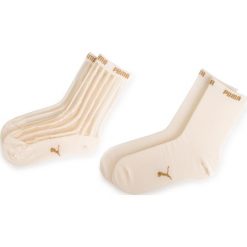 Zestaw 2 par wysokich skarpet damskich PUMA - 907366 White Melange/Gold 02. Brązowe skarpetki damskie Puma, bez wzorów, z elastanu. Za 39,00 zł.