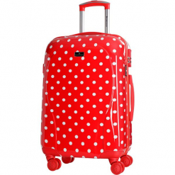 Walizka w kolorze czerwonym ze wzorem - 62 l. Czerwone walizki Platinium, z materiału. W wyprzedaży za 259,95 zł.