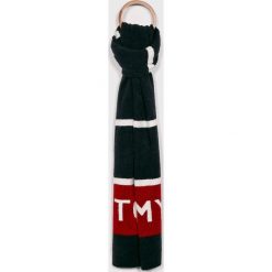 Tommy Hilfiger - Szalik. Niebieskie szaliki damskie marki TOMMY HILFIGER, z elastanu. W wyprzedaży za 249,90 zł.