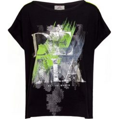 T-shirt DEHA ACTIVE. Czarne bluzki damskie Deha, z nadrukiem, z bawełny, bez kołnierzyka, bez rękawów. Za 250,00 zł.