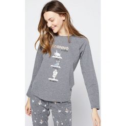 Etam - Longsleeve piżamowy Poppy. Szare piżamy damskie Etam, s, z nadrukiem, z bawełny, bez rękawów. W wyprzedaży za 69,90 zł.