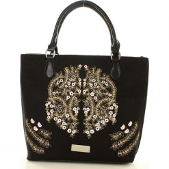 MONNARI Niezwykła torba shopper bag z haftowanym wzorem czarny. Czarne shopper bag damskie Monnari, z haftami, z haftem. Za 159,00 zł.