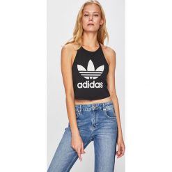 Adidas Originals - Top. Czarne topy damskie marki adidas Originals, z nadrukiem, z elastanu. Za 129,90 zł.