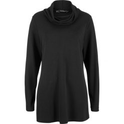 Długi shirt z golfem bonprix czarny. Czarne bluzki damskie marki bonprix, z golfem, z długim rękawem. Za 74,99 zł.