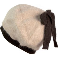 Angorkowy beret damski z kokardką beżowy (cz2300). Brązowe berety damskie marki Art of Polo. Za 49,91 zł.