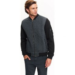Bejsbolówki męskie: BLUZA MĘSKA ROZPINANA W STYLU BOMBER Z ŁĄCZONYCH MATERIAŁÓW