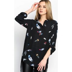 Bluzki asymetryczne: Czarna Koszula Special Feather