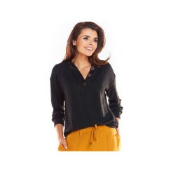 Sweter B323. Czarne swetry damskie Awama, na zimę, m, bez wzorów, z poliesteru, biznesowe, z długim rękawem, długie, bez kaptura. Za 129,00 zł.