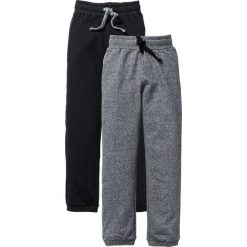 Spodnie dresowe (2 pary) bonprix czarny + szary melanż. Czarne dresy chłopięce marki bonprix, melanż, z dresówki. Za 75,98 zł.