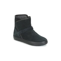 Buty Crocs LODGEPOINT SUEDE BOOTIE W. Czarne klapki damskie Crocs, bez wzorów, na wysokim obcasie. Za 295,20 zł.