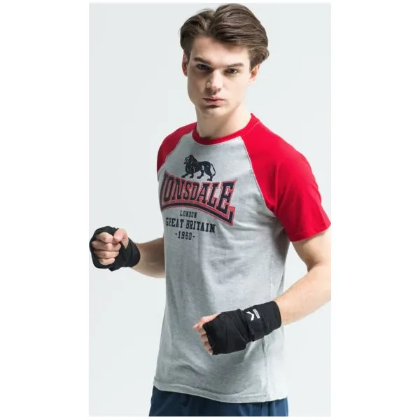 Lonsdale Koszulka Ss Heyford , szary, rozmiar L. Szare koszulki męskie Lonsdale, m, z nadrukiem, z materiału, bez kołnierzyka, bez rękawów. W wyprzedaży za 39,99 zł.