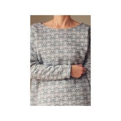 Czarno szara bluza pudełko tunika w koty. Białe tuniki damskie One mug a day, uniwersalny, bez wzorów, z bawełny, bez kołnierzyka, bez rękawów. Za 169,00 zł.