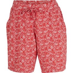 Bermudy z dżerseju bonprix matowy koralowy z nadrukiem. Czerwone szorty damskie bonprix, z nadrukiem, z dżerseju. Za 49,99 zł.