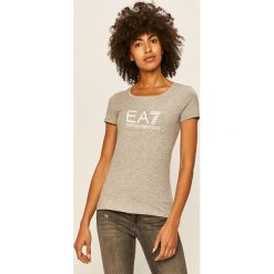 EA7 Emporio Armani - T-shirt. Niebieskie bluzki damskie EA7 Emporio Armani, s, z nadrukiem, z elastanu, z okrągłym kołnierzem. Za 289,90 zł.