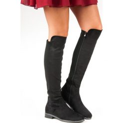 DOPASOWANE KOZAKI NA PŁASKIM OBCASIE. Brązowe buty zimowe damskie marki SMALL SWAN. Za 66,00 zł.