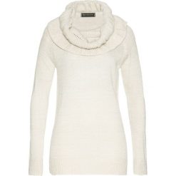Sweter bonprix beżowo-złoty. Szare swetry damskie bonprix, bez wzorów, z dzianiny, z długim rękawem, długie, bez kaptura. Za 84,99 zł.