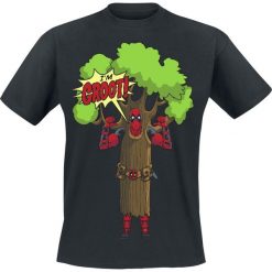 Deadpool I Am Groot T-Shirt czarny. Czarne t-shirty męskie z nadrukiem marki Deadpool, xxl, z okrągłym kołnierzem. Za 74,90 zł.