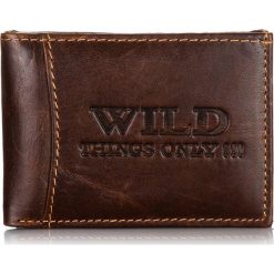 Brązowy MAŁY PORTFEL MĘSKI SKÓRZANY WILD. Brązowe portfele męskie marki Wild, ze skóry. Za 39,90 zł.