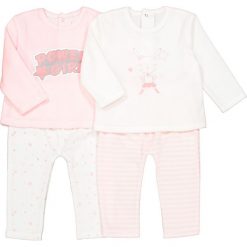 Komplet 2 piżam 2 częściowych z weluru 0 m-cy -3 latka. Czerwone bielizna dziewczęca marki La Redoute Collections, z aplikacjami, z bawełny. Za 88,16 zł.