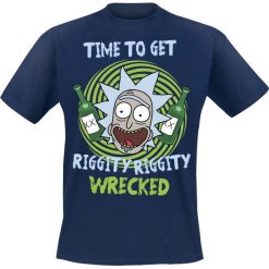 Rick And Morty Riggity Riggity Wrecked T-Shirt niebieski. Niebieskie koszulki męskie marki Rick And Morty, l, z nadrukiem, z okrągłym kołnierzem. Za 74,90 zł.