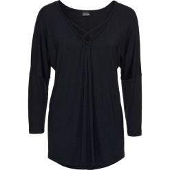 Shirt ze sznurowaniem bonprix czarny. Czarne koszulki damskie bonprix, bez wzorów, z dekoltem w serek, bez rękawów. Za 74,99 zł.