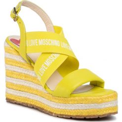 Espadryle LOVE MOSCHINO - JA1606BI0AJV1404 Lime. Żółte espadryle damskie Love Moschino, bez wzorów, ze skóry, bez obcasa, na obcasie. Za 1169,00 zł.
