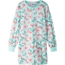 Sukienka dziewczęca shirtowa, długi rękaw bonprix pastelowy miętowy. Zielone sukienki dziewczęce bonprix, z nadrukiem, z bawełny, eleganckie, z długim rękawem, długie, maxi. Za 37,99 zł.