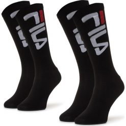 Zestaw 2 par wysokich skarpet unisex FILA - Calza F9632 Black 200. Czarne skarpetki damskie Fila, bez wzorów, z elastanu. Za 35,99 zł.