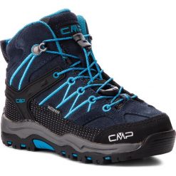 Trekkingi CMP - Kids Rigel Mid Trekking Shoes Wp 3Q12944 Asphalt/Cyano 92BH. Niebieskie śniegowce chłopięce marki CMP, bez zapięcia. W wyprzedaży za 199,00 zł.