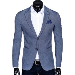 Marynarka męska elegancka M101 - granatowa. Niebieskie marynarki męskie Ombre Clothing, xxl, bez wzorów, z bawełny, eleganckie. Za 79,00 zł.