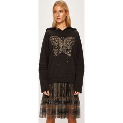 Twinset - Bluza. Czarne bluzy damskie Twinset, s, z aplikacjami, z bawełny, bez rękawów, z kapturem. Za 799,90 zł.