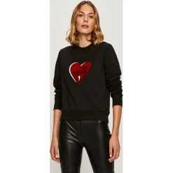 Love Moschino - Bluza. Czarne bluzy damskie Love Moschino, z aplikacjami, z elastanu, z długim rękawem, długie, bez kaptura. Za 1089,00 zł.